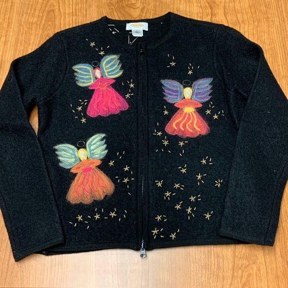 Talbots Angel zip cardigan. 100% wool. Size P. Absolutely beautiful sweater. EUC - Picture 1 of 9